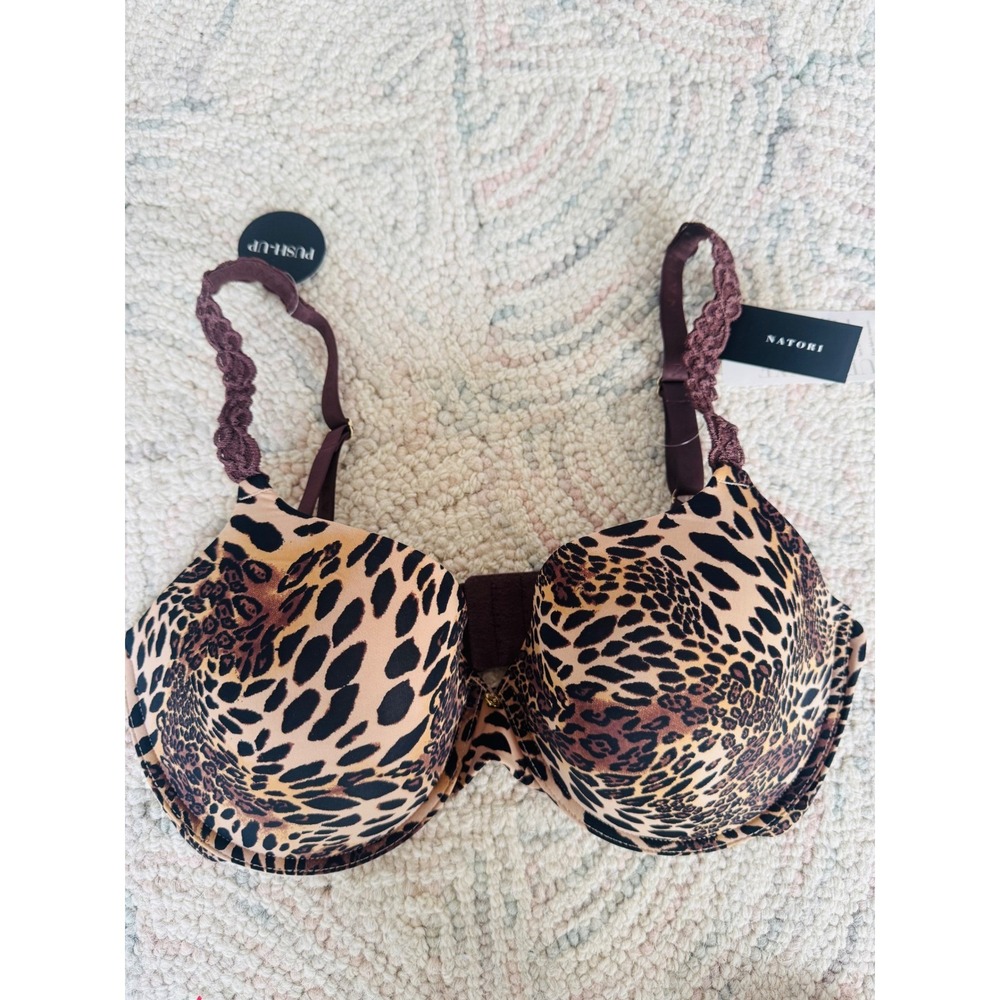 Natori Pure Luxe Underwire Push Up Bra,‎ Leopard Print, Size 36DD, (36E), NWT